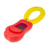 *7866/1016-09 ZooOne Кликер трёхтоновый в форме лапки с браслетом, красный
