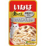 *(ВВ)6877/139.1349 INABA КИННОДАСИ пауч для кошек Куриное филе+говядина в желе 60гр*12*48