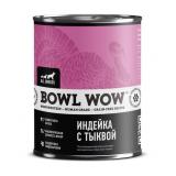 #(С)2716 BOWL WOW Полнорационный консервированный корм для взрослых собак всех пород Индейка с тыквой, 340г*12 25%