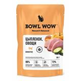 #(С)BOWL WOW 62808 Sensitive пауч для кошек с чувствительным пищеварением, кусочки в соусе, с цыпленком и овощами 85г*12 15%