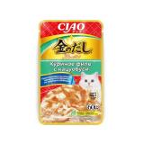 RU208 INABA CIAO Kinnodashi пауч для кошек Куриное филе с кацуобуси 60г*24