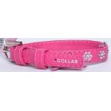 *32697 CoLLaR Glamour Ошейник кожаный, двойной  прошитый с клеевыми стразами 