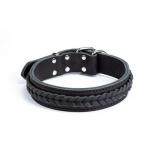 *GRIPALLE Берт 40-55S 2271 Ошейник кожаный двухслойный с косичкой для собак, стальная фурнитура 40мм*55см, Черный*15