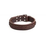 *GRIPALLE Берт 40-55S 2288 Ошейник кожаный двухслойный с косичкой для собак, стальная фурнитура 40мм*55см, Коричневый*15
