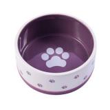 КерамикАрт 211130 Миска керамическая нескользящая для собак 360мл белая с фиолетовым *48