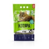 Наполнитель КОТЯРА комкующийся с активированным углем п/м пакет 10л*4