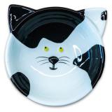 *КерамикАрт 5007962 миска керамическая для кошек Мордочка кошки 120 мл, черно - белая*48